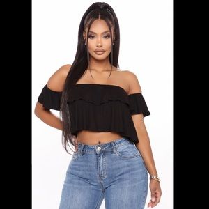 Fashion Nova Ruffle Ready Crop Top - Black M